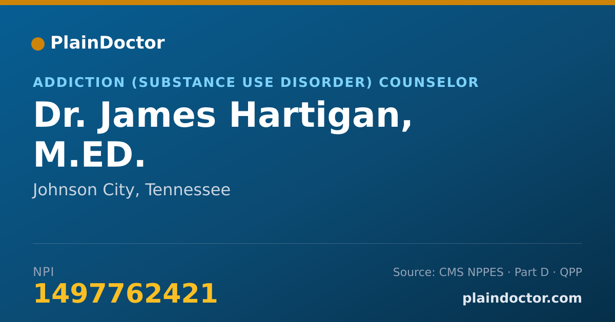 Shareable card for James Hartigan, M.ED. - Addiction (Substance Use Disorder) Counselor, Johnson City, TN