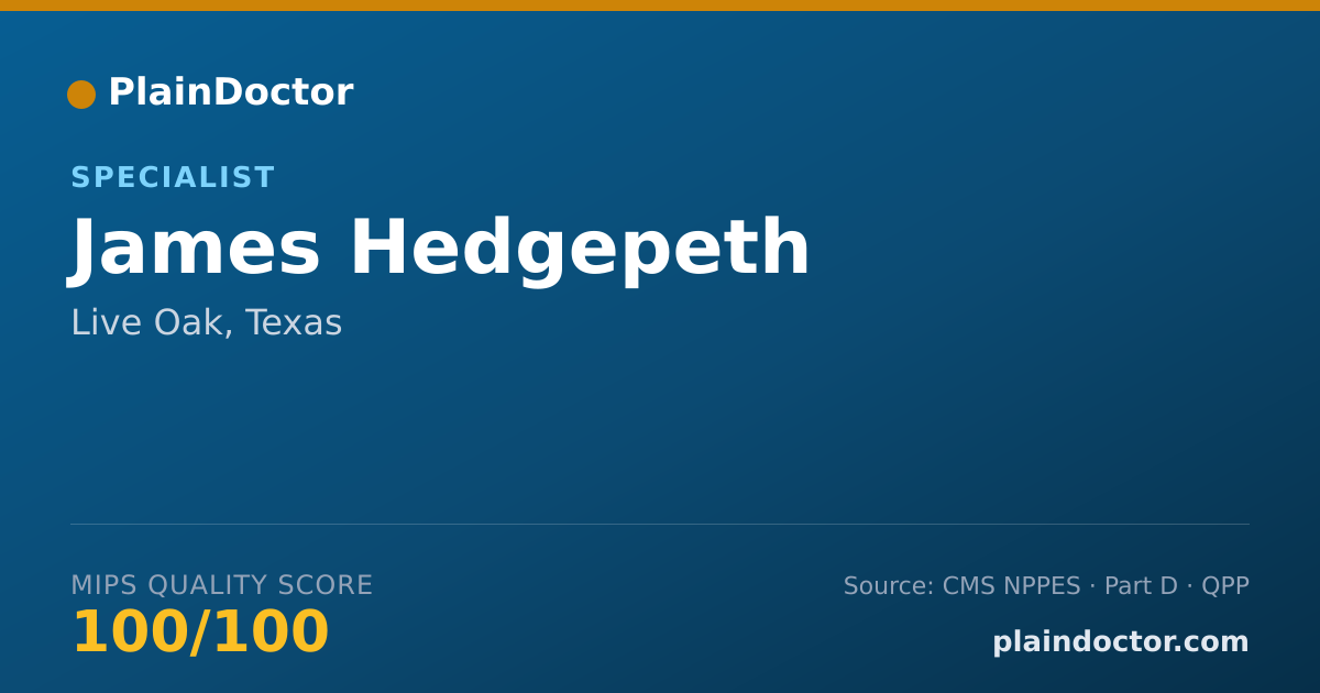 Shareable card for James Hedgepeth - Specialist, Live Oak, TX