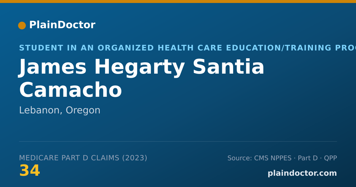 Shareable card for James Hegarty Santia Camacho - Student in an Organized Health Care Education/Training Program, Lebanon, OR