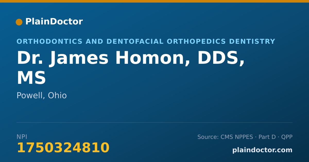 Shareable card for James Homon, DDS, MS - Orthodontics and Dentofacial Orthopedics Dentistry, Powell, OH