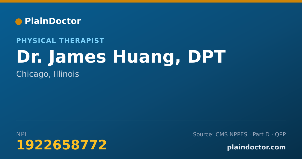 Shareable card for James Huang, DPT - Physical Therapist, Chicago, IL