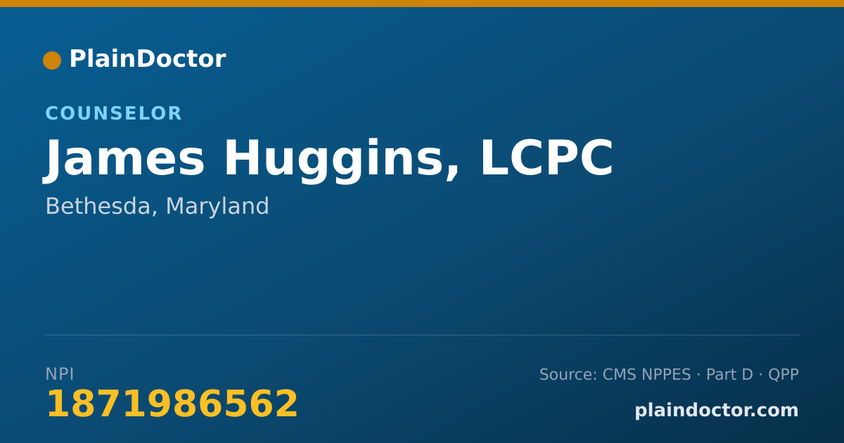 Shareable card for James Huggins, LCPC - Student in an Organized Health Care Education/Training Program, Bethesda, MD