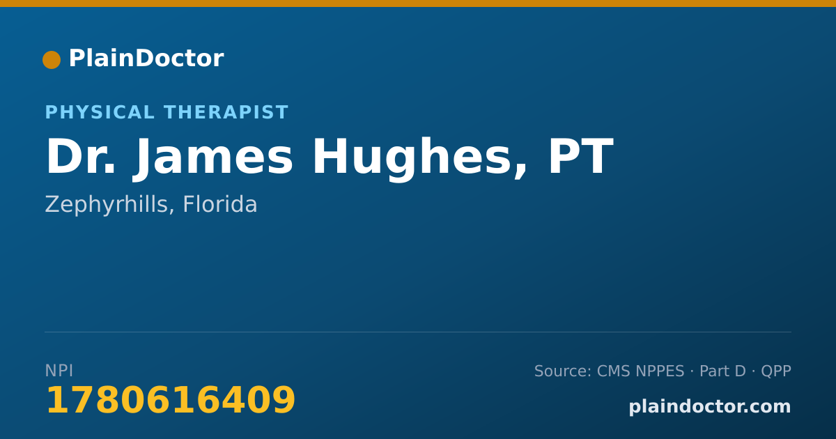 Shareable card for James Hughes, PT - Physical Therapist, Zephyrhills, FL