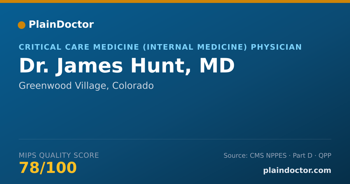 Shareable card for James Hunt, MD - Critical Care Medicine (Internal Medicine) Physician, Greenwood Village, CO