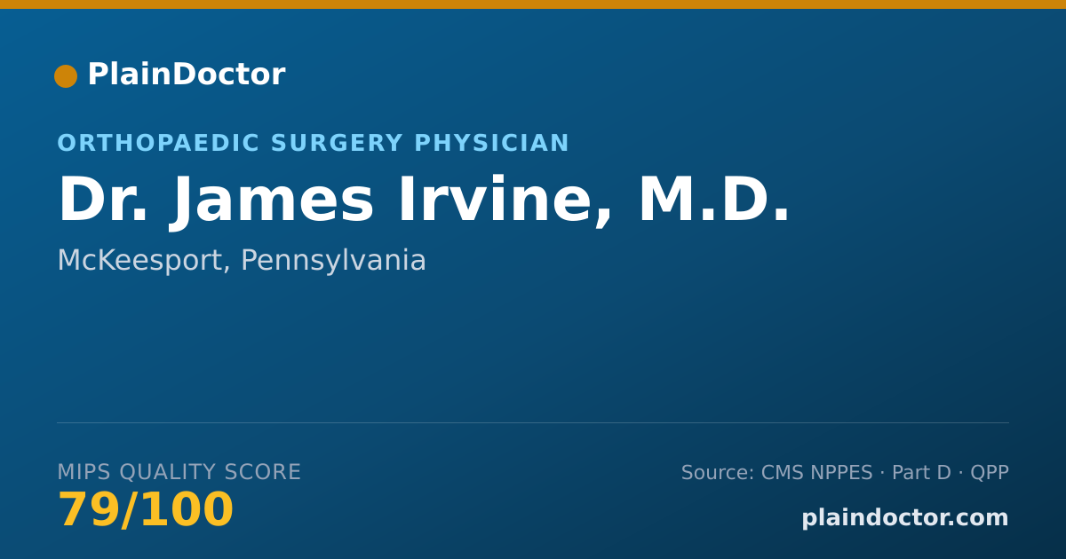 Shareable card for James Irvine, M.D. - Orthopaedic Surgery Physician, McKeesport, PA