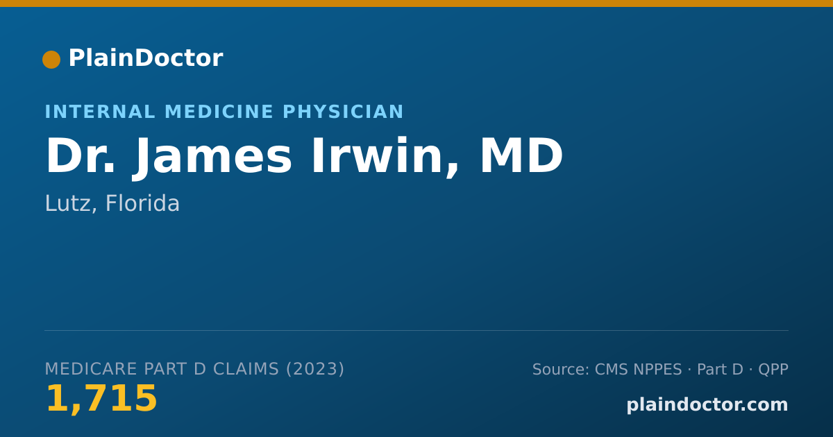 Shareable card for James Irwin, MD - Internal Medicine Physician, Lutz, FL
