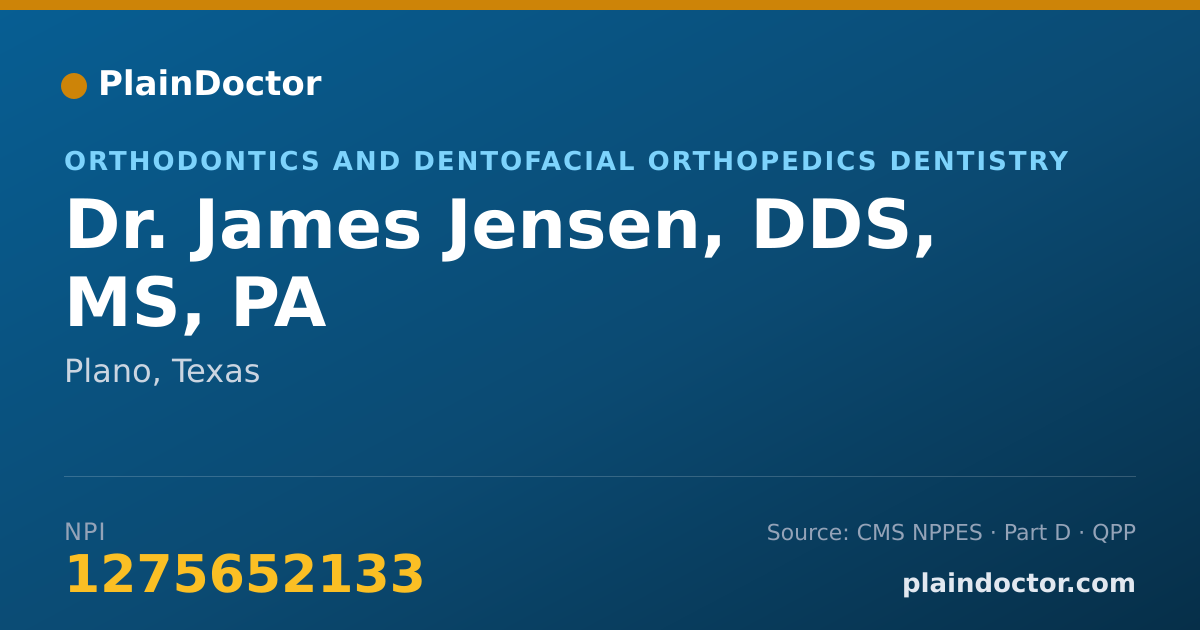 Shareable card for James Jensen, DDS, MS, PA - Orthodontics and Dentofacial Orthopedics Dentistry, Plano, TX