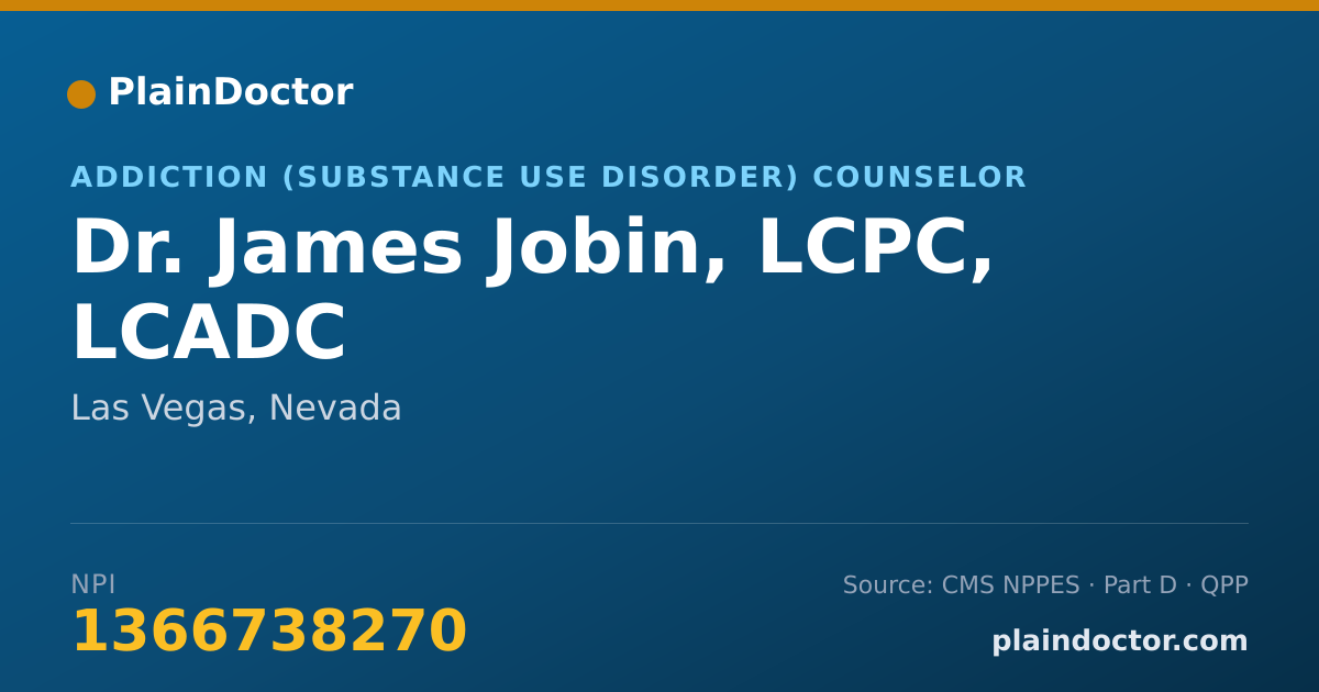 Shareable card for James Jobin, LCPC, LCADC - Addiction (Substance Use Disorder) Counselor, Las Vegas, NV
