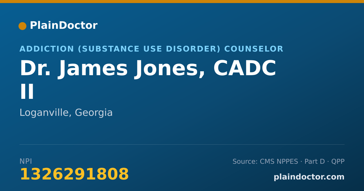 Shareable card for James Jones, CADC II - Addiction (Substance Use Disorder) Counselor, Loganville, GA