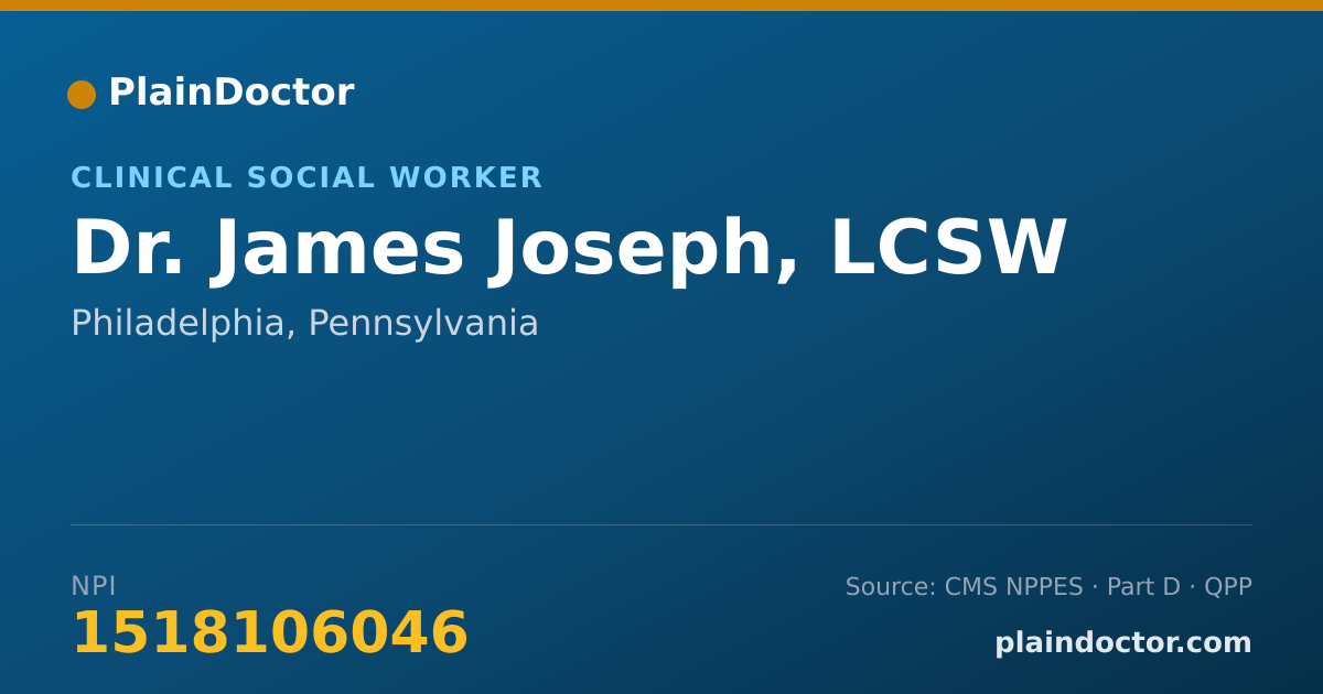 Shareable card for James Joseph, LCSW - Clinical Social Worker, Philadelphia, PA