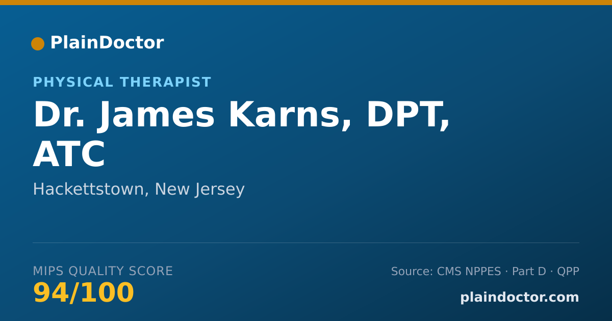 Shareable card for James Karns, DPT, ATC - Physical Therapist, Hackettstown, NJ