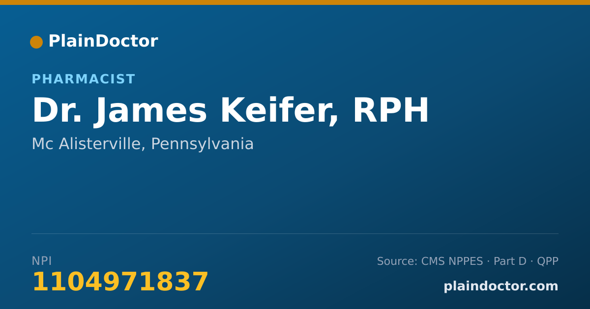 Shareable card for James Keifer, RPH - Pharmacist, Mc Alisterville, PA