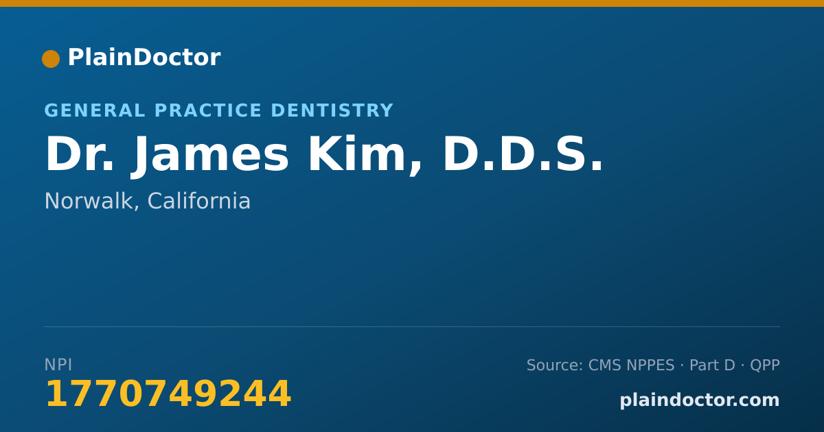 Shareable card for James Kim, D.D.S. - General Practice Dentistry, Norwalk, CA