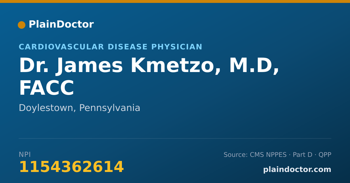 Shareable card for James Kmetzo, M.D, FACC - Cardiovascular Disease Physician, Doylestown, PA