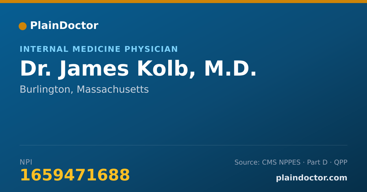 Shareable card for James Kolb, M.D. - Internal Medicine Physician, Burlington, MA