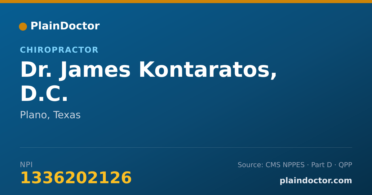 Shareable card for James Kontaratos, D.C. - Chiropractor, Plano, TX