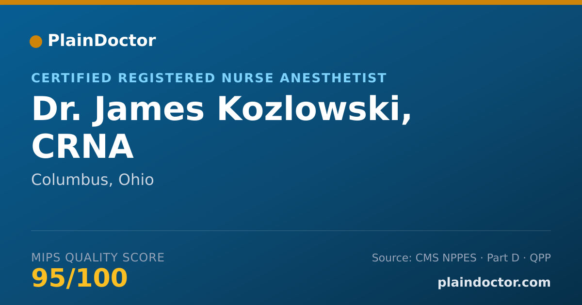 Shareable card for James Kozlowski, CRNA - Certified Registered Nurse Anesthetist, Columbus, OH