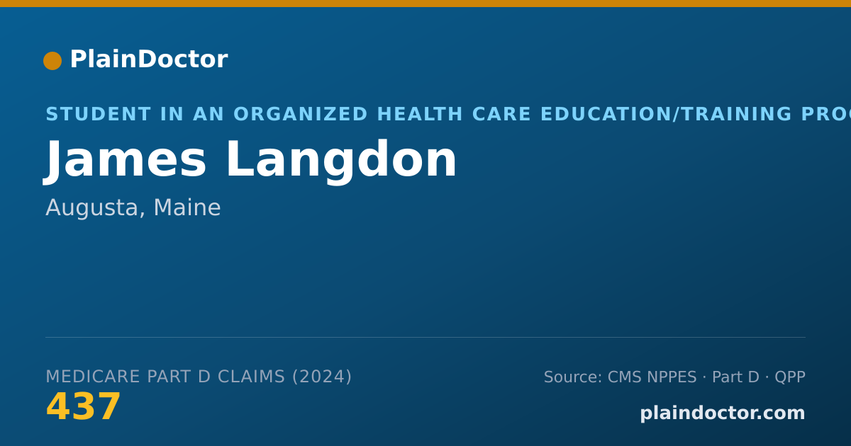 Shareable card for James Langdon - Student in an Organized Health Care Education/Training Program, Augusta, ME