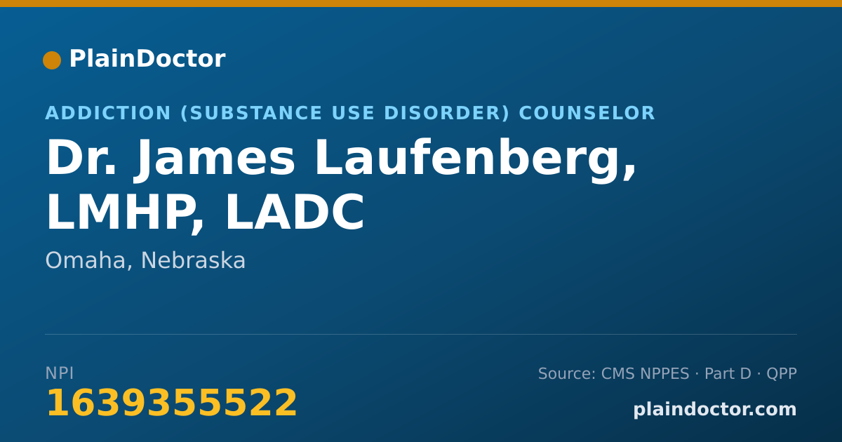 Shareable card for James Laufenberg, LMHP, LADC - Addiction (Substance Use Disorder) Counselor, Omaha, NE