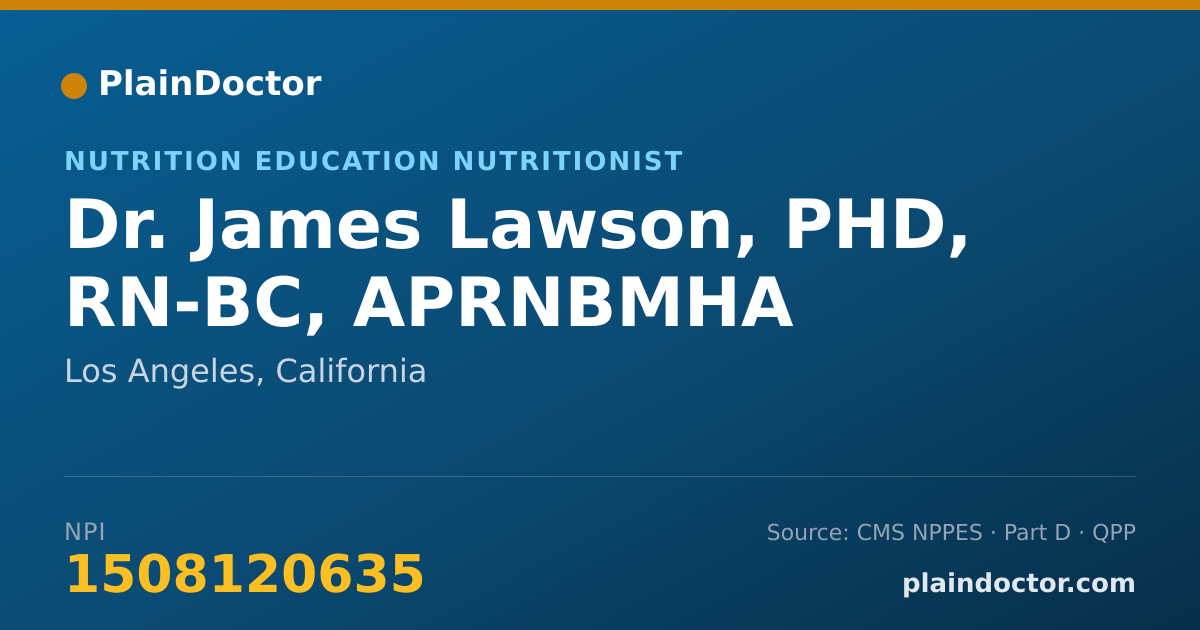 Shareable card for James Lawson, PHD, RN-BC, APRNBMHA - Nutrition Education Nutritionist, Los Angeles, CA