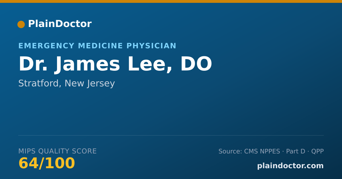 Shareable card for James Lee, DO - Emergency Medicine Physician, Stratford, NJ