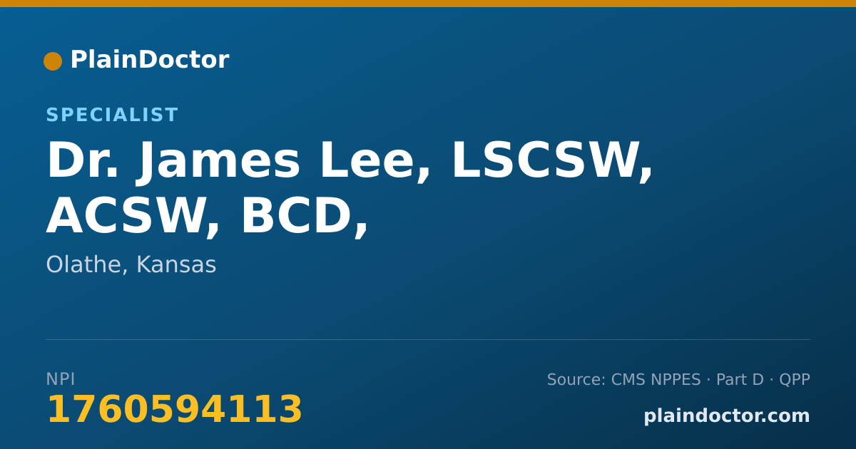 Shareable card for James Lee, LSCSW, ACSW, BCD, - Specialist, Olathe, KS