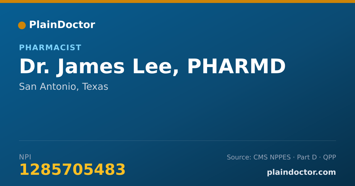 Shareable card for James Lee, PHARMD - Pharmacist, San Antonio, TX