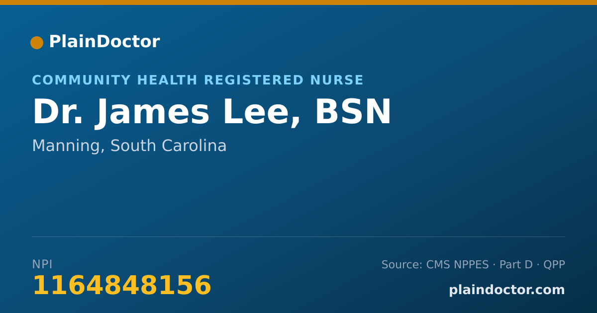 Shareable card for James Lee, BSN - Community Health Registered Nurse, Manning, SC