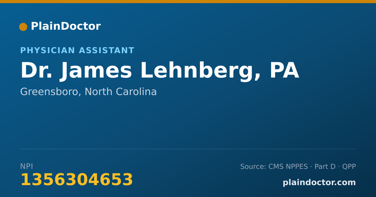Shareable card for James Lehnberg, PA - Physician Assistant, Greensboro, NC