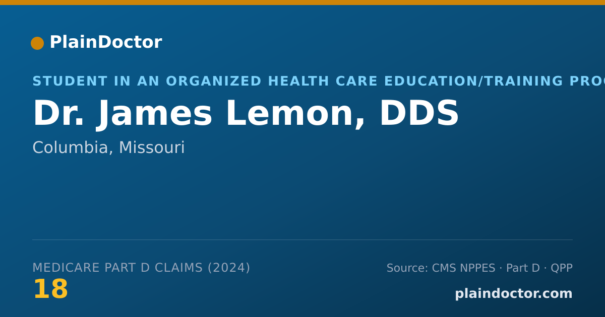 Shareable card for James Lemon, DDS - Student in an Organized Health Care Education/Training Program, Columbia, MO