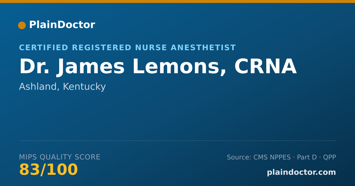 Shareable card for James Lemons, CRNA - Certified Registered Nurse Anesthetist, Ashland, KY