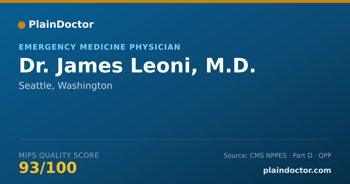 Shareable card for James Leoni, M.D. - Emergency Medicine Physician, Seattle, WA