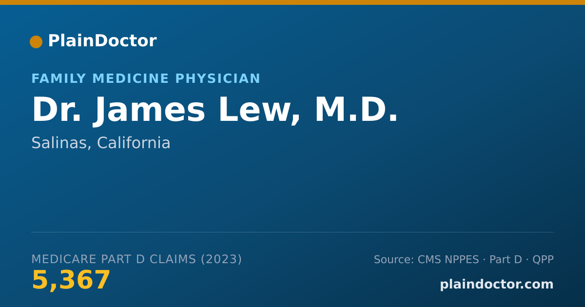 Shareable card for James Lew, M.D. - Family Medicine Physician, Salinas, CA