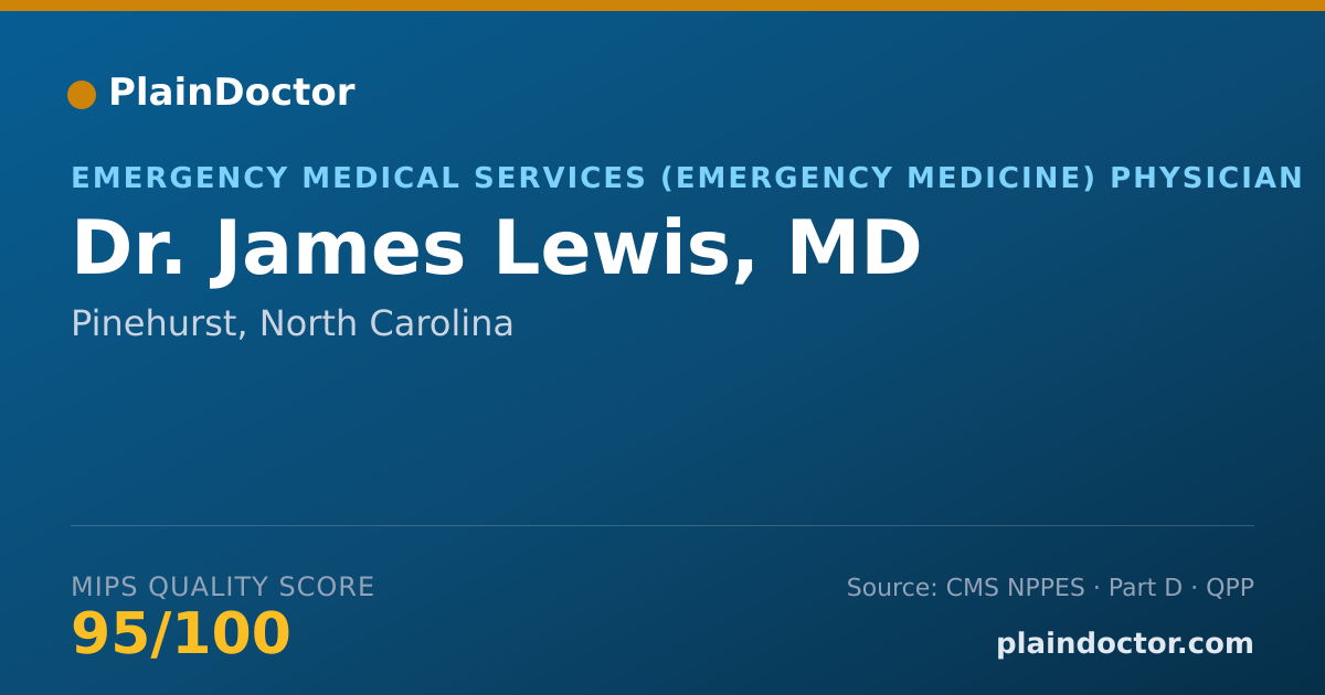 Shareable card for James Lewis, MD - Emergency Medical Services (Emergency Medicine) Physician, Pinehurst, NC