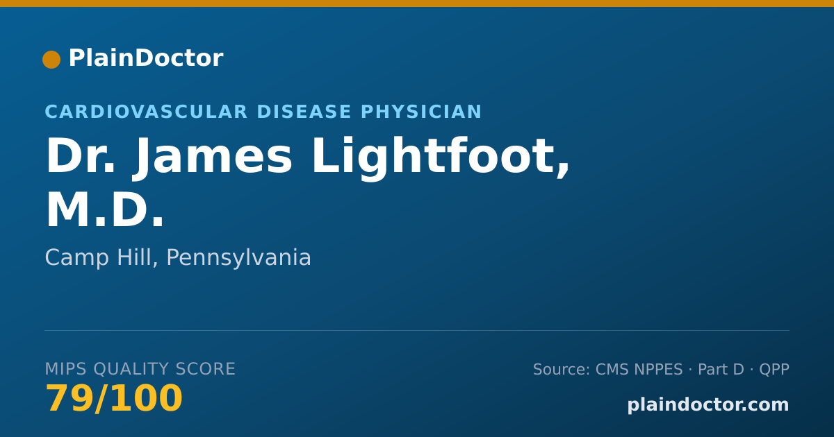 Shareable card for James Lightfoot, M.D. - Cardiovascular Disease Physician, Camp Hill, PA