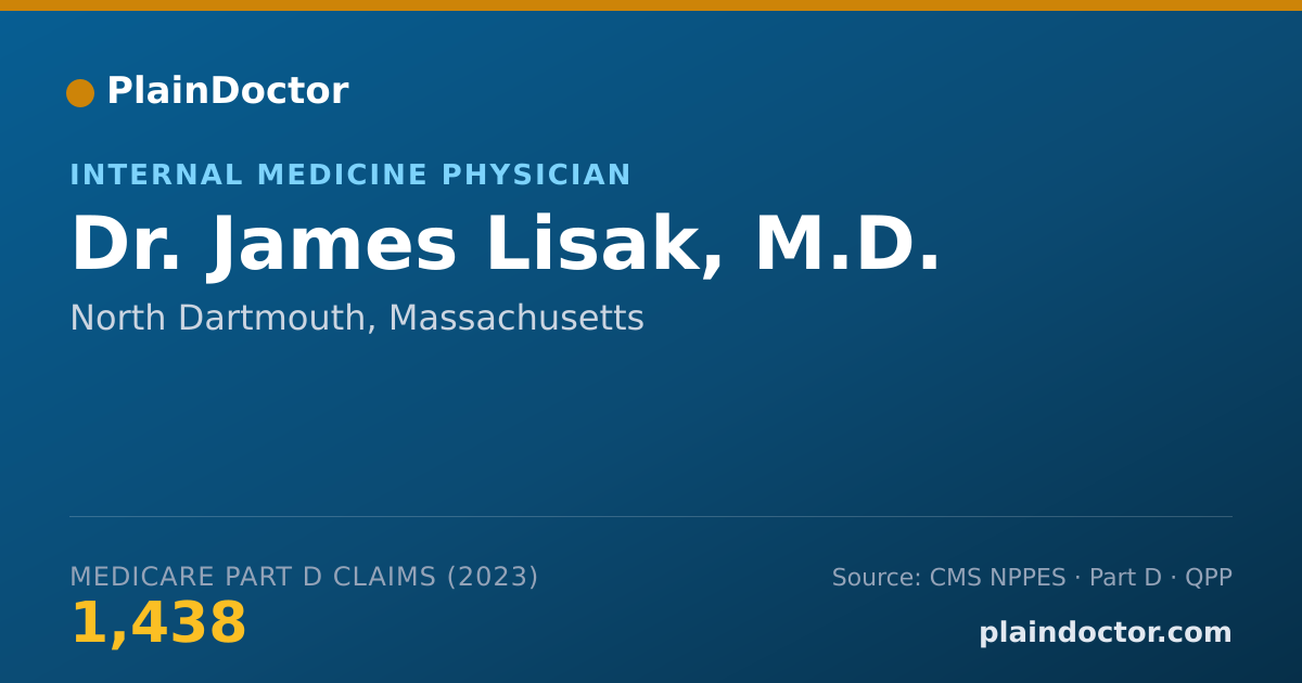 Shareable card for James Lisak, M.D. - Internal Medicine Physician, North Dartmouth, MA