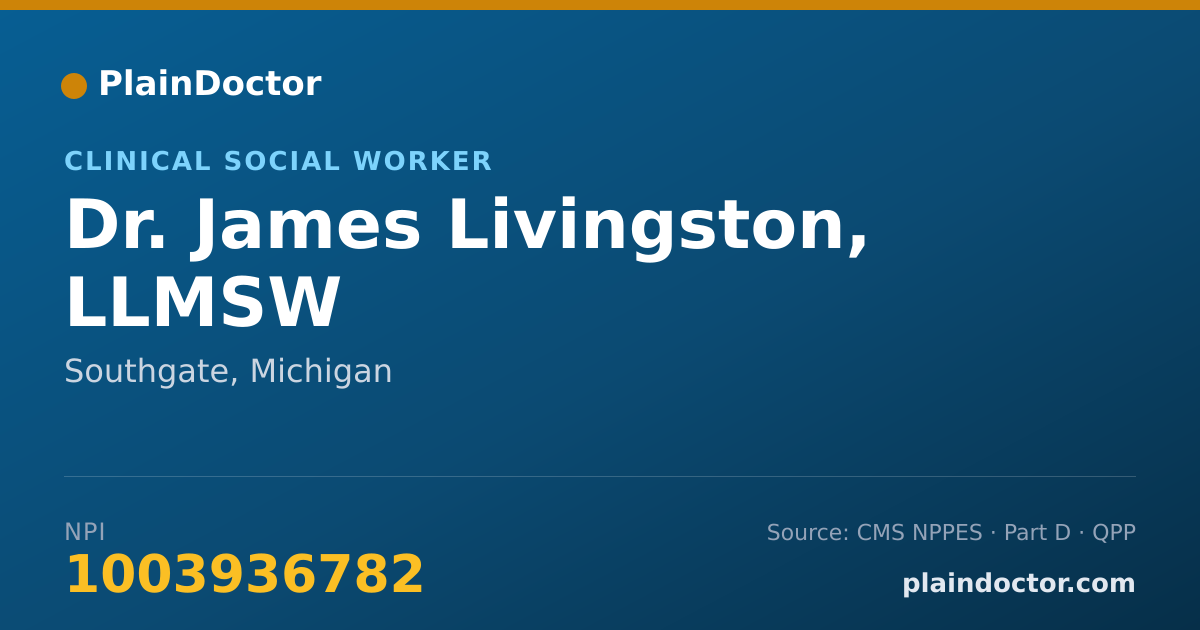 Shareable card for James Livingston, LLMSW - Clinical Social Worker, Southgate, MI