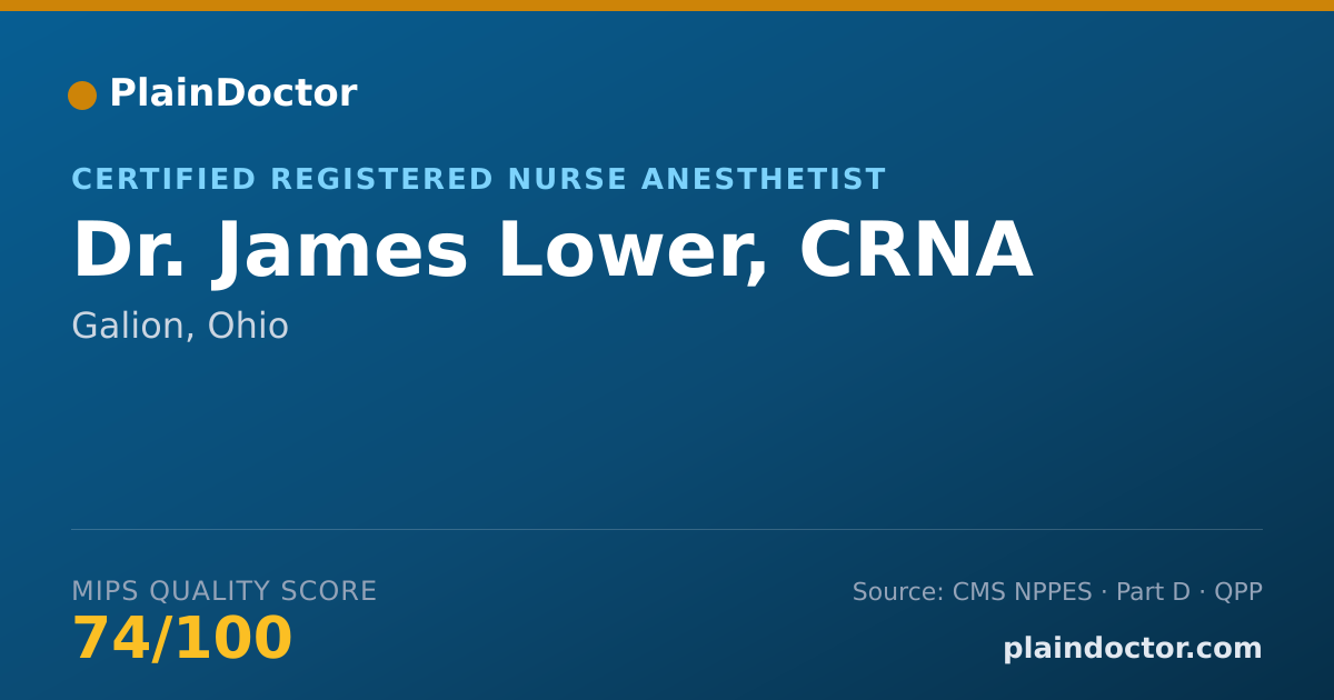 Shareable card for James Lower, CRNA - Certified Registered Nurse Anesthetist, Galion, OH