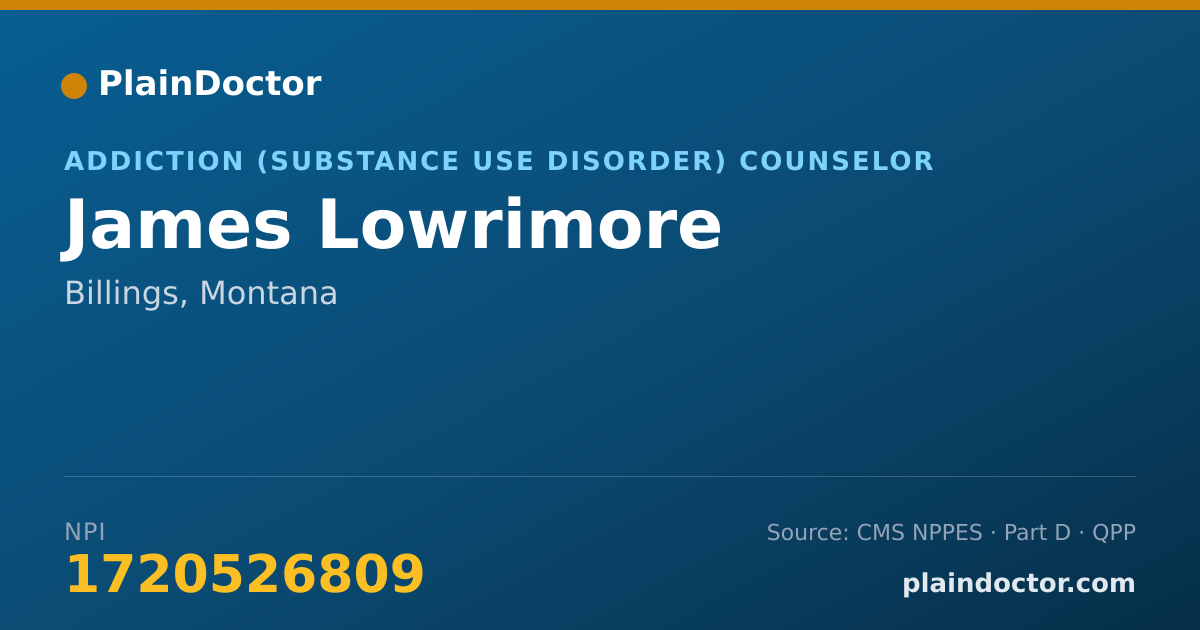 Shareable card for James Lowrimore - Addiction (Substance Use Disorder) Counselor, Billings, MT