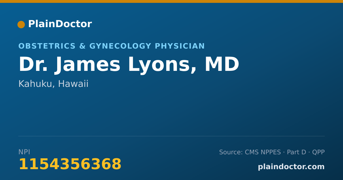 Shareable card for James Lyons, MD - Obstetrics & Gynecology Physician, Kahuku, HI