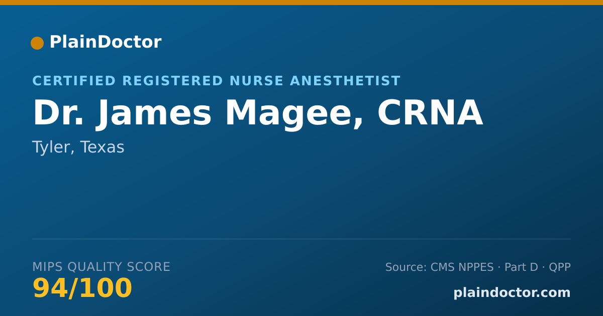 Shareable card for James Magee, CRNA - Certified Registered Nurse Anesthetist, Tyler, TX