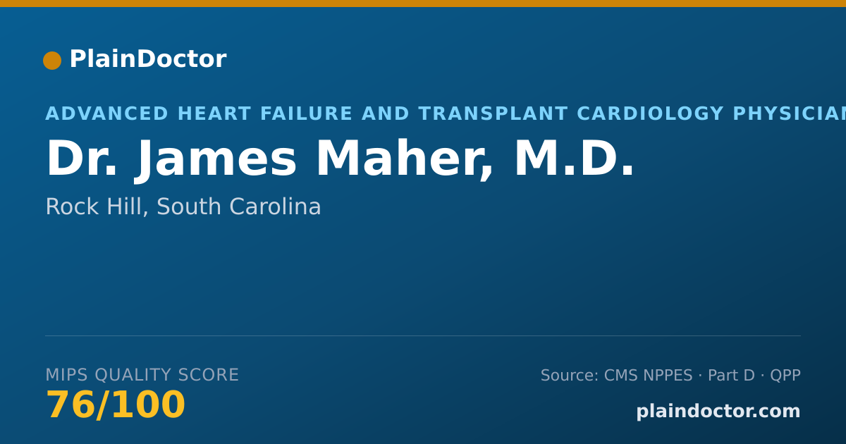 Shareable card for James Maher, M.D. - Advanced Heart Failure and Transplant Cardiology Physician, Rock Hill, SC