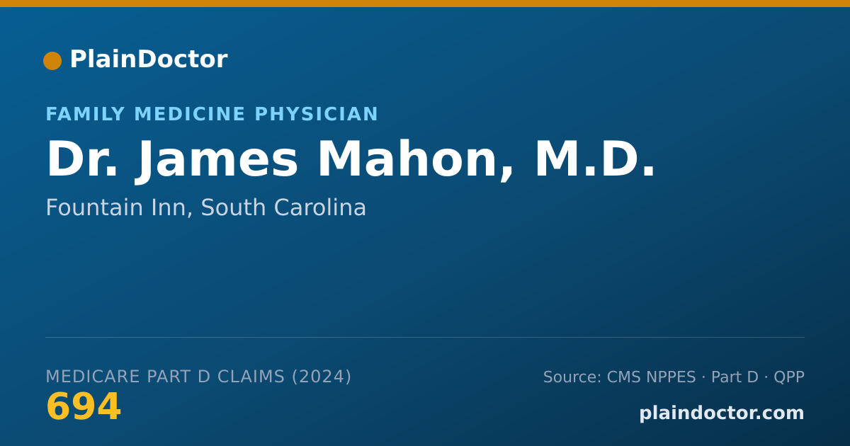 Shareable card for James Mahon, M.D. - Family Medicine Physician, Fountain Inn, SC