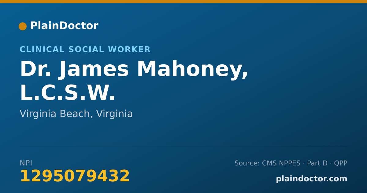 Shareable card for James Mahoney, L.C.S.W. - Clinical Social Worker, Virginia Beach, VA