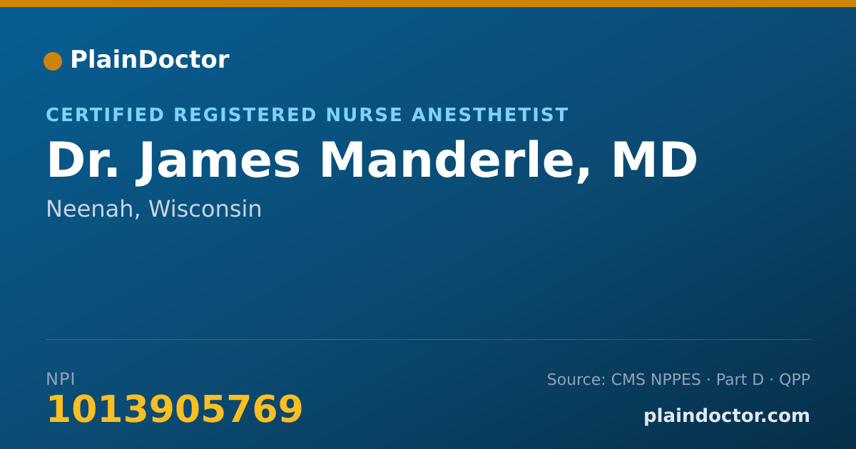 Shareable card for James Manderle, MD - Certified Registered Nurse Anesthetist, Neenah, WI