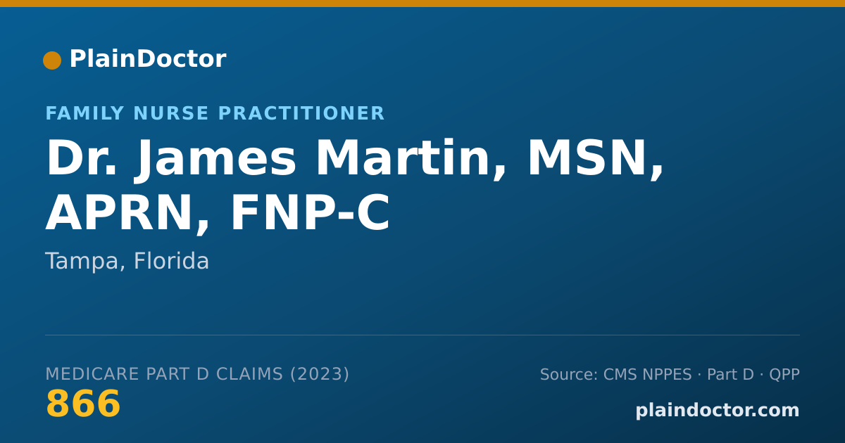 Shareable card for James Martin, MSN, APRN, FNP-C - Family Nurse Practitioner, Tampa, FL