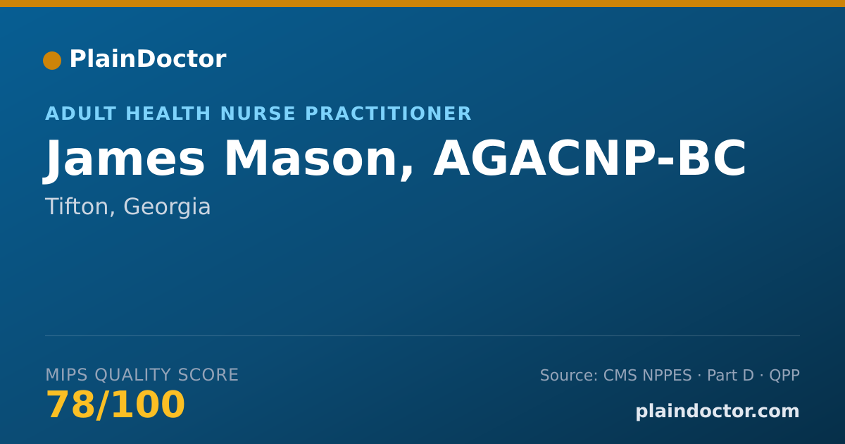 Shareable card for James Mason, AGACNP-BC - Adult Health Nurse Practitioner, Tifton, GA