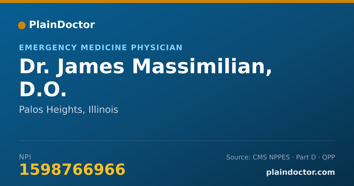 Shareable card for James Massimilian, D.O. - Emergency Medicine Physician, Palos Heights, IL