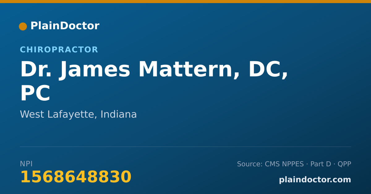 Shareable card for James Mattern, DC, PC - Chiropractor, West Lafayette, IN