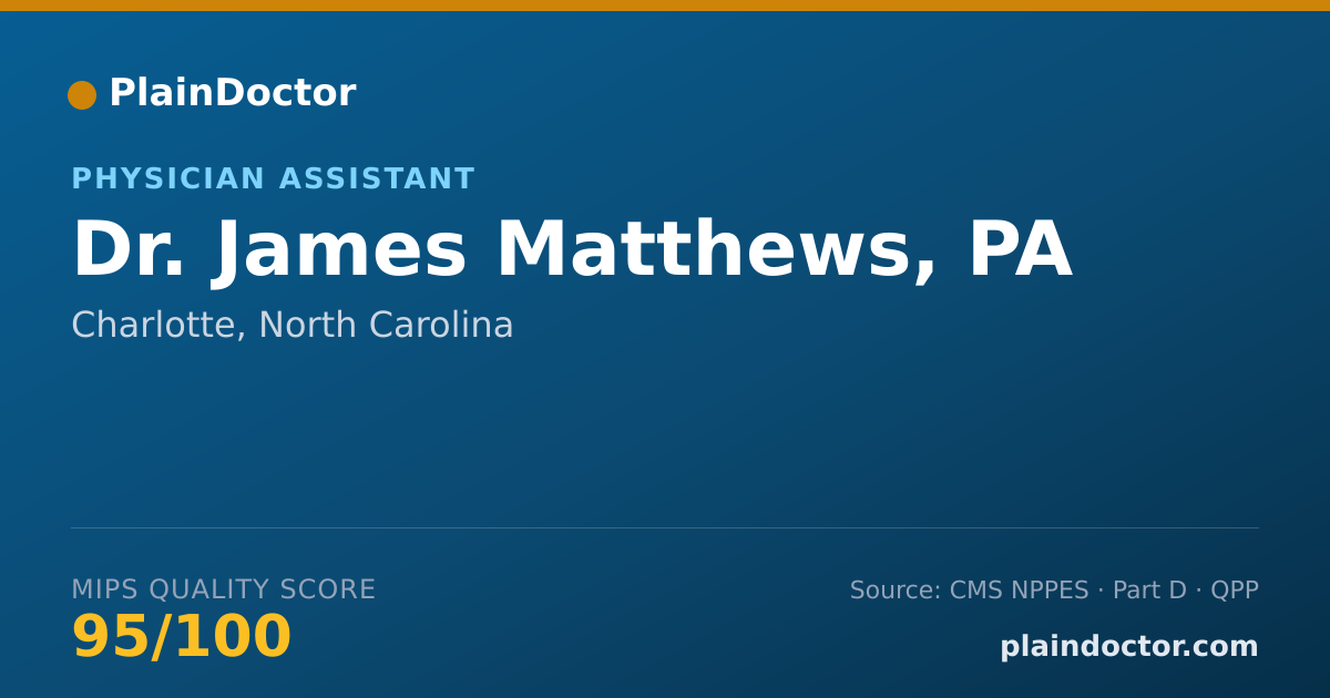 Shareable card for James Matthews, PA - Physician Assistant, Charlotte, NC